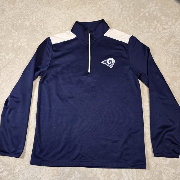 NFL Team Apparel- Los Angeles Rams Men's Medium 1/4 Zip Pullover Blue / White - Picture 1 of 6